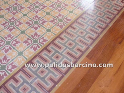 Mosaico combinado con madera