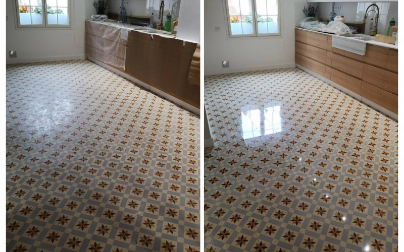 Abrillantado mosaico hidráulico nuevo 20€xm2 Pulidos Barcino 